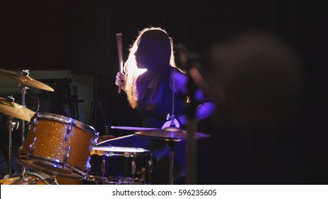 Girl Rock Musician - Female Drummer Performing