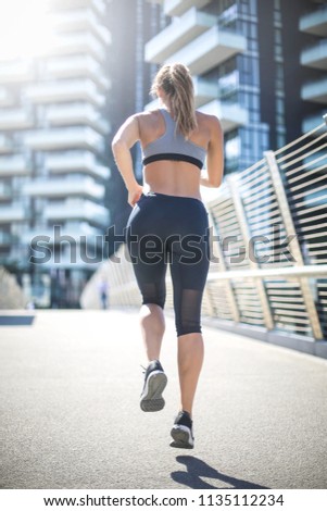 Similar – Attractive fit man running at sunset light