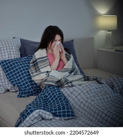 Girl With Runny Nose In Bed