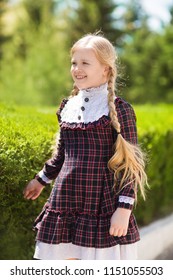 Girl In School Uniform With Long Blonde Hair