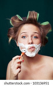 Girl Shaving Face