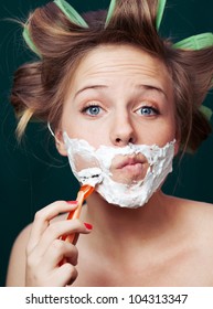 Girl Shaving Face