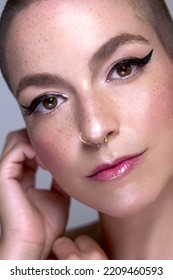 Girl With Short Hair Posing For A Beauty Photo Shoot