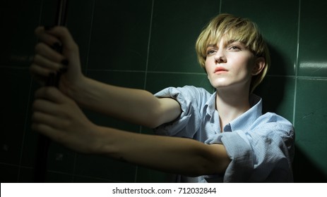 Girl Short Hair Posing By Green Stock Photo Edit Now 712032856