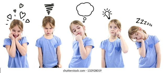 Girl Showing Different Emotions