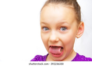 Girl Shows Tongue Grimaces Stock Photo 392236330 | Shutterstock