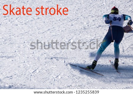 Girl ski touring in mountains