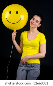 Girl With Smiley Balloon