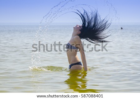 Similar – Image, Stock Photo leg Woman Beach Ocean