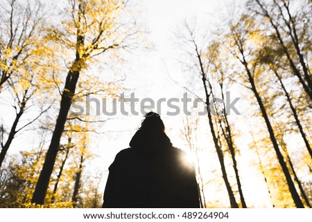 Similar – Image, Stock Photo Young man relaxing outdoors during workout in a forest