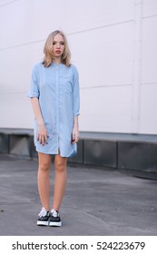 Girl Standing At Exactly Shirt Dress