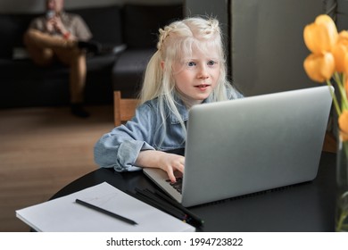 Girl Stuck With Hard Task, Preparing Homework At Home At The Self Isolation