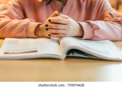 The girl studying for exam - Shutterstock ID 759074428