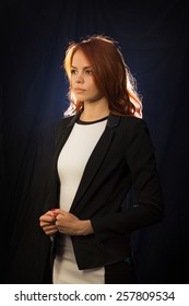 Girl in suit - Shutterstock ID 257809534