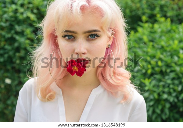 girl summer makeup fashion portrait woman stock photo edit