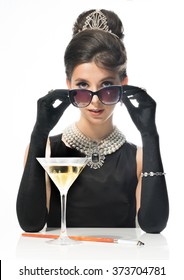 Girl In Sun Glasses, Looks Like A Movie Star, Drinking Martinis