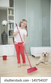 Girl Sweeping The Floor