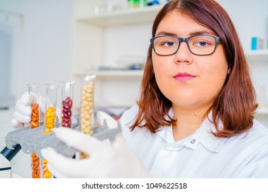 Girl Teen In The Laboratory Of Food Quality Tests