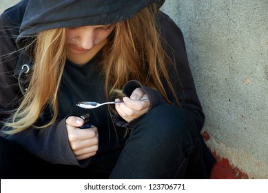 Girl Teenager Prepares A Drug For The Use