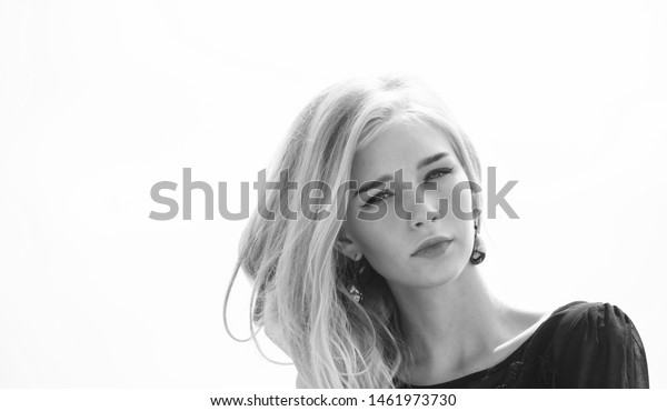 Girl Tender Blonde Makeup Face Sky Stock Image Download Now