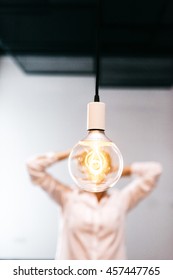 A Girl And Thomas Edison Lightbulb