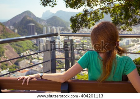 Similar – Image, Stock Photo Girl. City. mountain