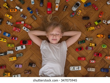 Girl And Toy Car 
