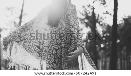 Similar – Image, Stock Photo Woman in her back with the hands in the head enjoying the nature.