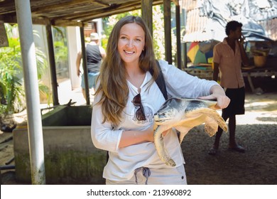 The girl with the turtle