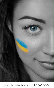 Girl Ukrainian Flag On Her Face Stock Photo Edit Now