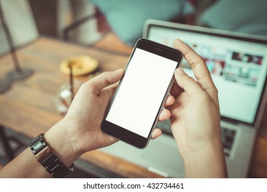 girl using smartphone in cafe.  - Shutterstock ID 432734461