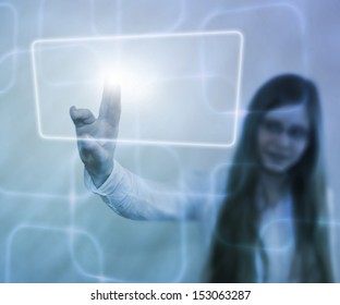 Girl Using Touch Screen