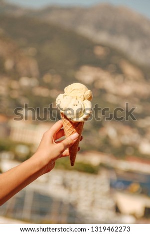 Girl with vanilla ice cream