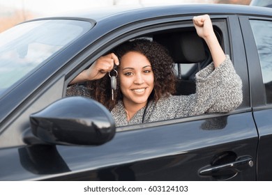 Girl Very Happy After Purchasing A New Car