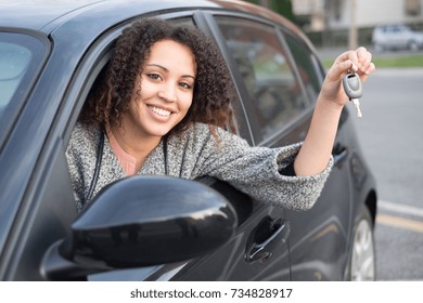 Girl Very Happy After Purchasing A New Car