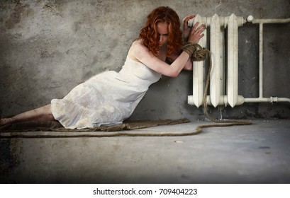 Girl Victim Kidnapping Sits Tied On Stock Photo 709404223 | Shutterstock