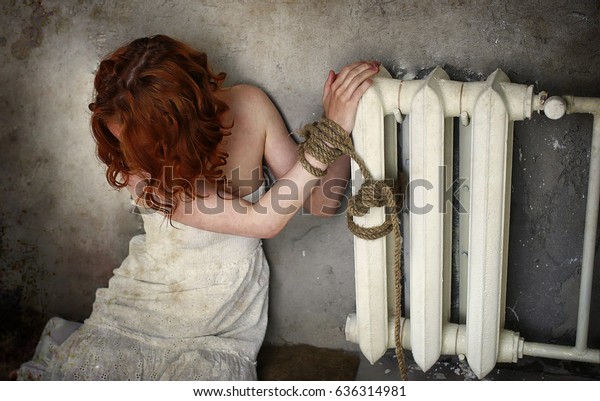 Girl Victim Kidnapping Sits Tied On Stock Photo Edit Now 6363
