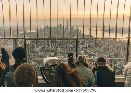 Girl with view to Downtown Manhattan