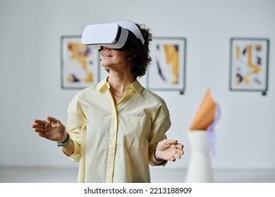 Girl Visiting Virtual Art Gallery