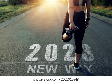 Girl waiting New way for goals, plans and visions in the future 2023 year.

 - Shutterstock ID 2201315649