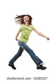 Girl Walking Isolated On White Background