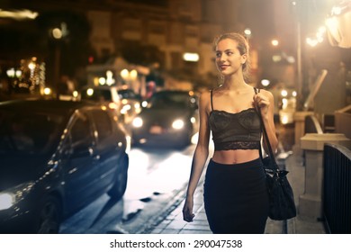 Girl Walking In The Night