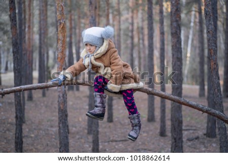 Similar – Image, Stock Photo happy funny kid girl eating fresh apple in autumn