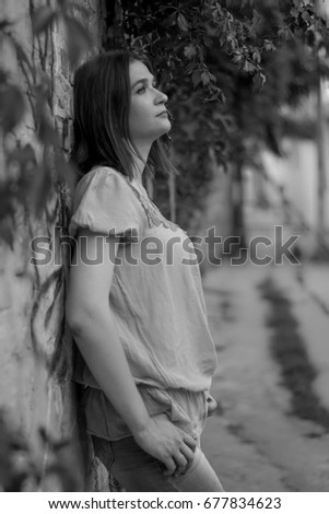 Similar – Young girl posing outdoor