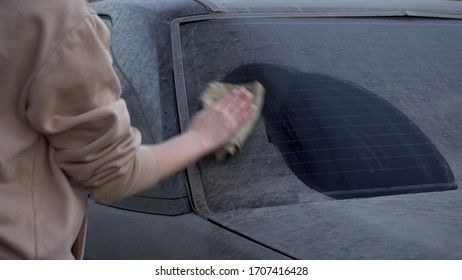 Girl Washes A Dirty Car. Prank Over The Owner Of The Car.