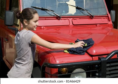 Girl Washing Car