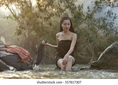 Girl Washing River Stock Photo 557817307 | Shutterstock