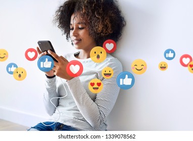 Girl watching a social media live stream