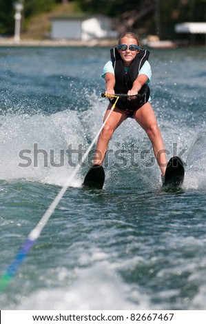 Girl Water Skiing on Lake