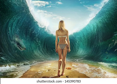 girl in the waves